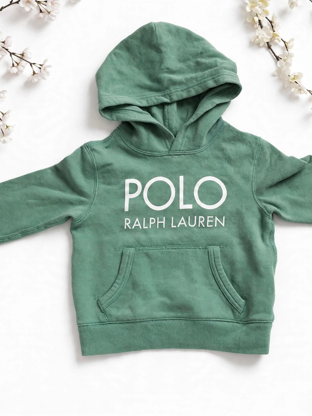 Polo by Ralph Lauren Sage Green Kids Hoodie with Front Pocket